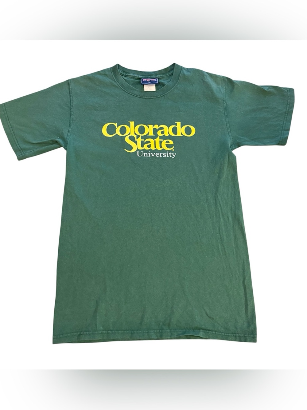 Jansport Vintage Colorado State T-Shirt, Size Small, Green with Yellow Logo